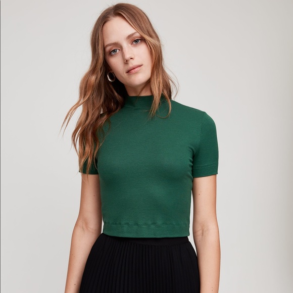 Babaton Mockneck Emerald Green Shirt - Picture 3 of 7